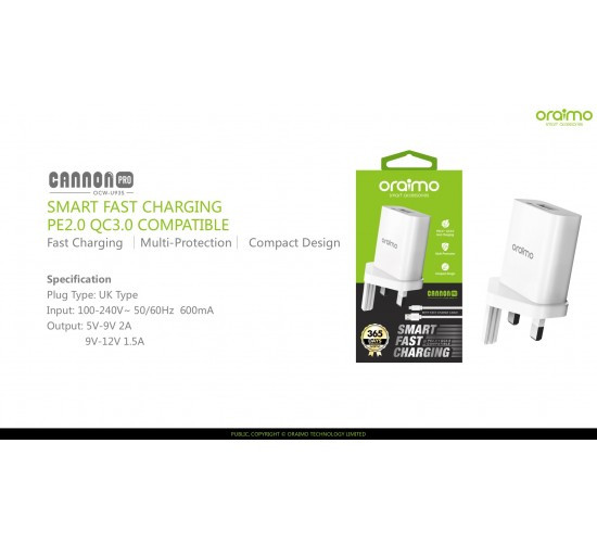 شارژر دیواری ارایمو 15 وات مدل OCW-U92S به همراه کابل میکرو microUSB